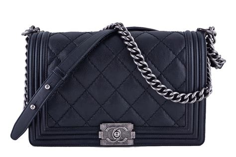 chanel leboy black calfskin|CHANEL Calfskin Medium Boy Reverso Flap Black.